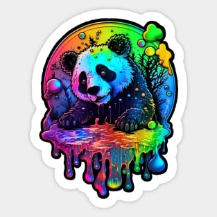 Colorful melting panda bear design #2 Sticker
